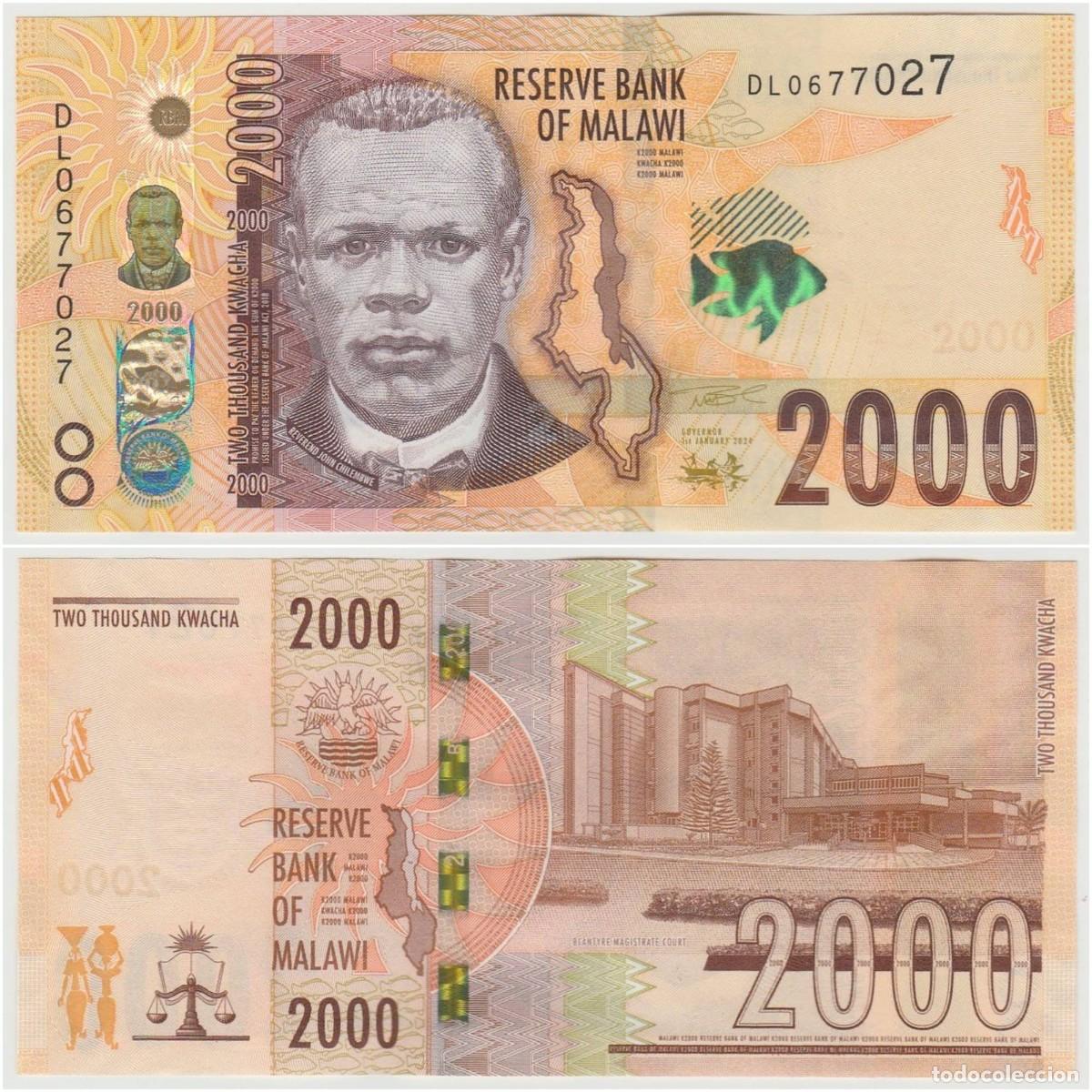Billetes extranjeros: Malawi 2000 Kwacha 2024 n/s DL0677027 Sin Circular (el billete de la foto)