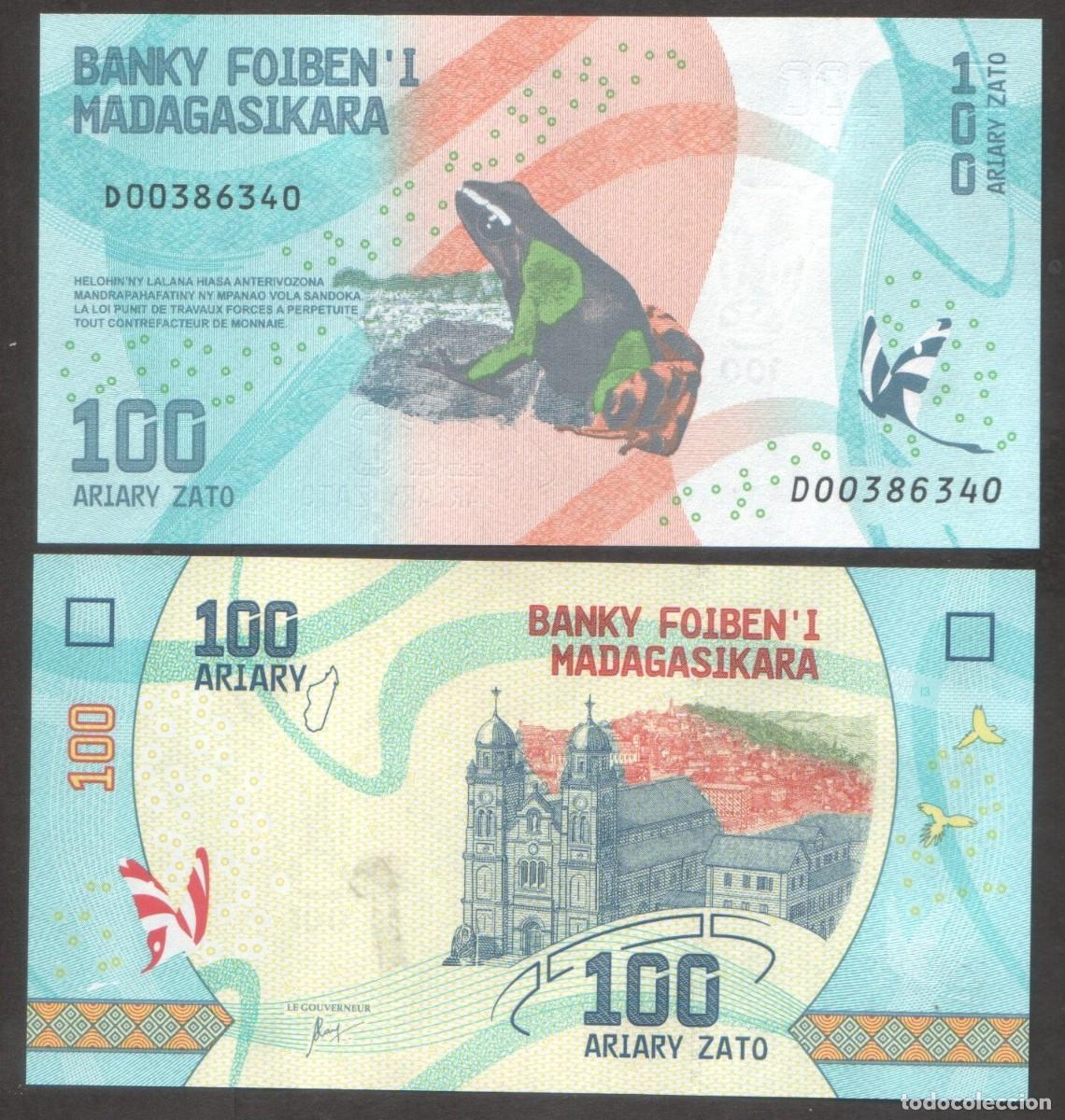 Billetes extranjeros: Madagascar 100 Ariary 2017 Sin Circular