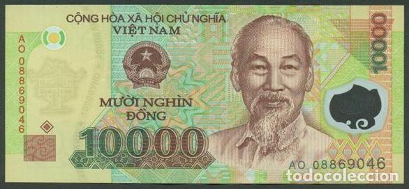 Billetes extranjeros: VIETNAM. 10000 dong 2008. Polimero.