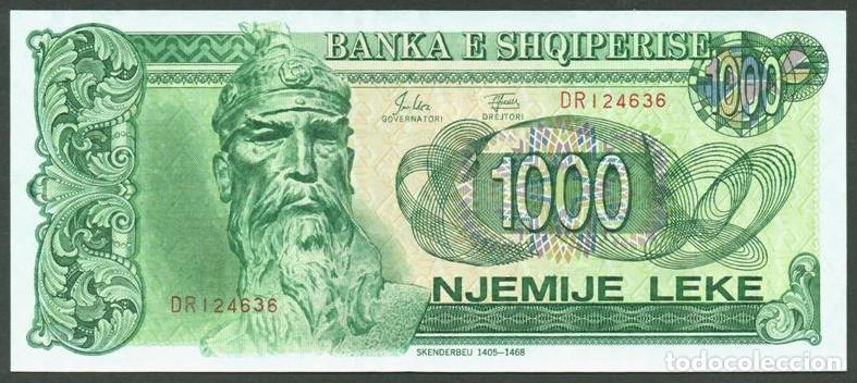 Billetes extranjeros: ALBANIA. 1000 leke 1992. S/C. Pick 54. N&ordm; de serie en rojo.