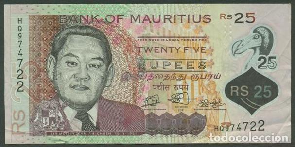 Billetes extranjeros: MAURICIO (MAURITIUS). 25 rupees 2021. Polimero.