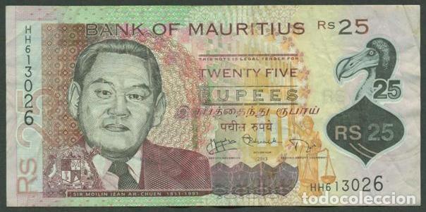 Billetes extranjeros: MAURICIO (MAURITIUS). 25 rupees 2013. Polimero.