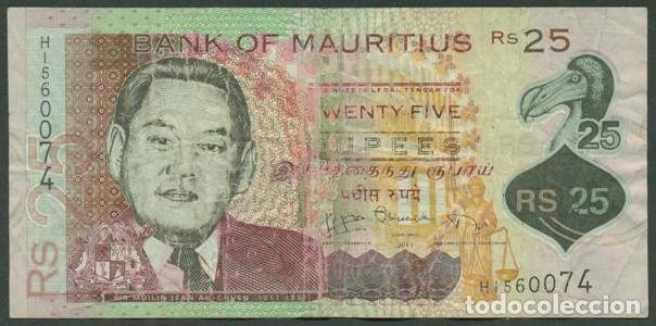 Billetes extranjeros: MAURICIO (MAURITIUS). 25 rupees 2013. Polimero.