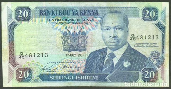 Billetes extranjeros: KENIA (KENYA). 20 shilingi 1.7. 1990