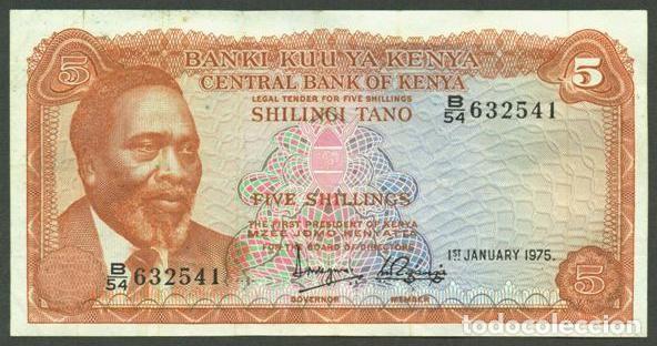 Billetes extranjeros: KENIA (KENYA). 5 shilingi (shillings) 1.1. 1975. Pick 11 b.