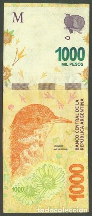 Billetes extranjeros: ARGENTINA. 1000 pesos modelo 2017. Fauna. Hornero. Ave nacional. Sufijo con 2 letras.