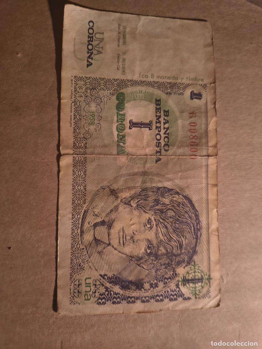 Billetes extranjeros: 1 corona ciudad de los muchachos bemposta