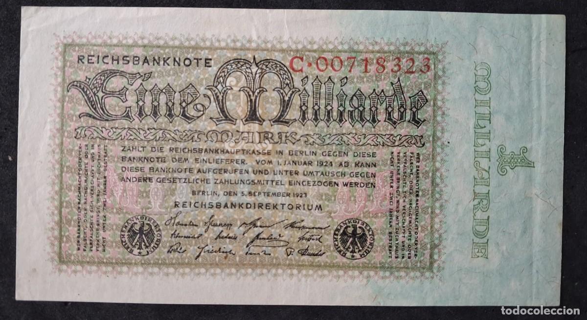 Billetes extranjeros: Alemania 1 milliarde Mark 1923 mil millones marcos pick 114 (MBC+)
