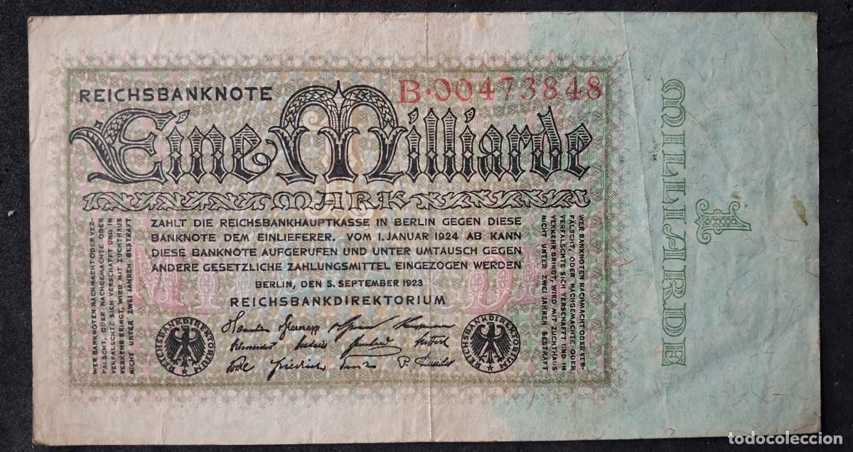 Billetes extranjeros: Alemania 1 milliarde Mark 1923 mil millones marcos pick 114 (MBC)