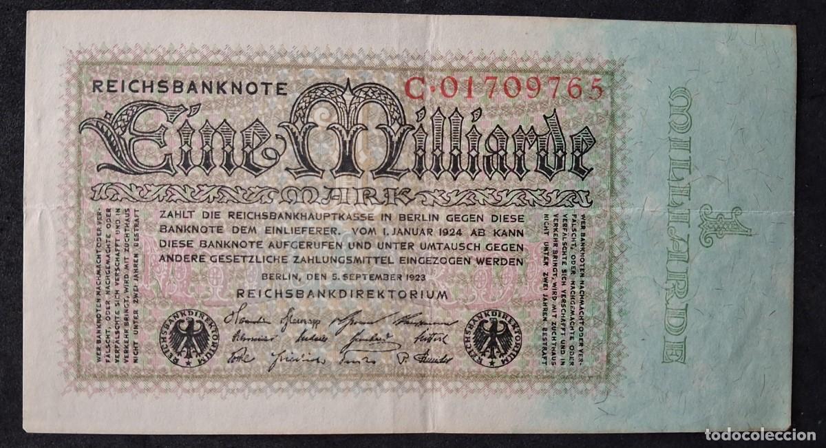 Billetes extranjeros: Alemania 1 milliarde Mark 1923 mil millones marcos pick 114 (MBC+)