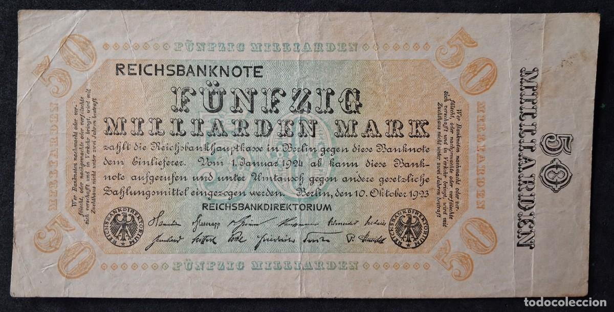 Billetes extranjeros: Alemania 50 milliarden Mark 1923 cincuenta mil millones marcos pick 119 DEU-140 (MBC-)