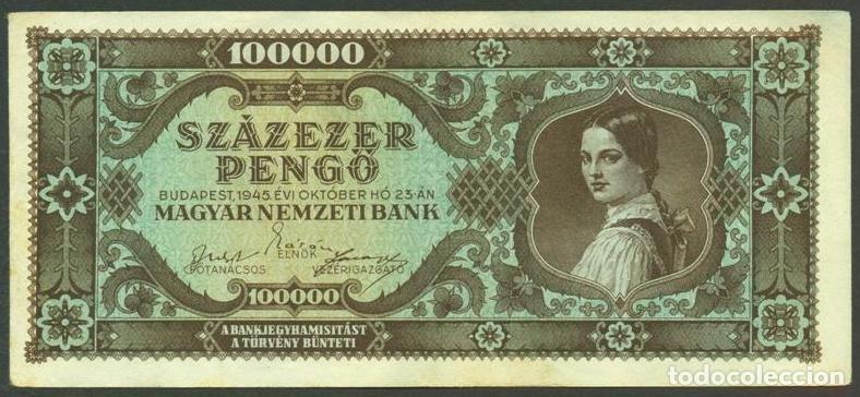 International Banknotes: HUNGRIA. 100000 pengo 23.10. 1945. Pick 121.