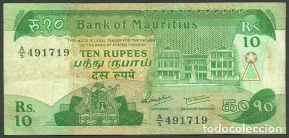Billetes extranjeros: MAURICIO (MAURITIUS). 10 rupees (1985). Pick 35 b.