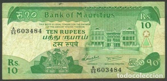 Billetes extranjeros: MAURICIO (MAURITIUS). 10 rupees (1985). Pick 35 b.