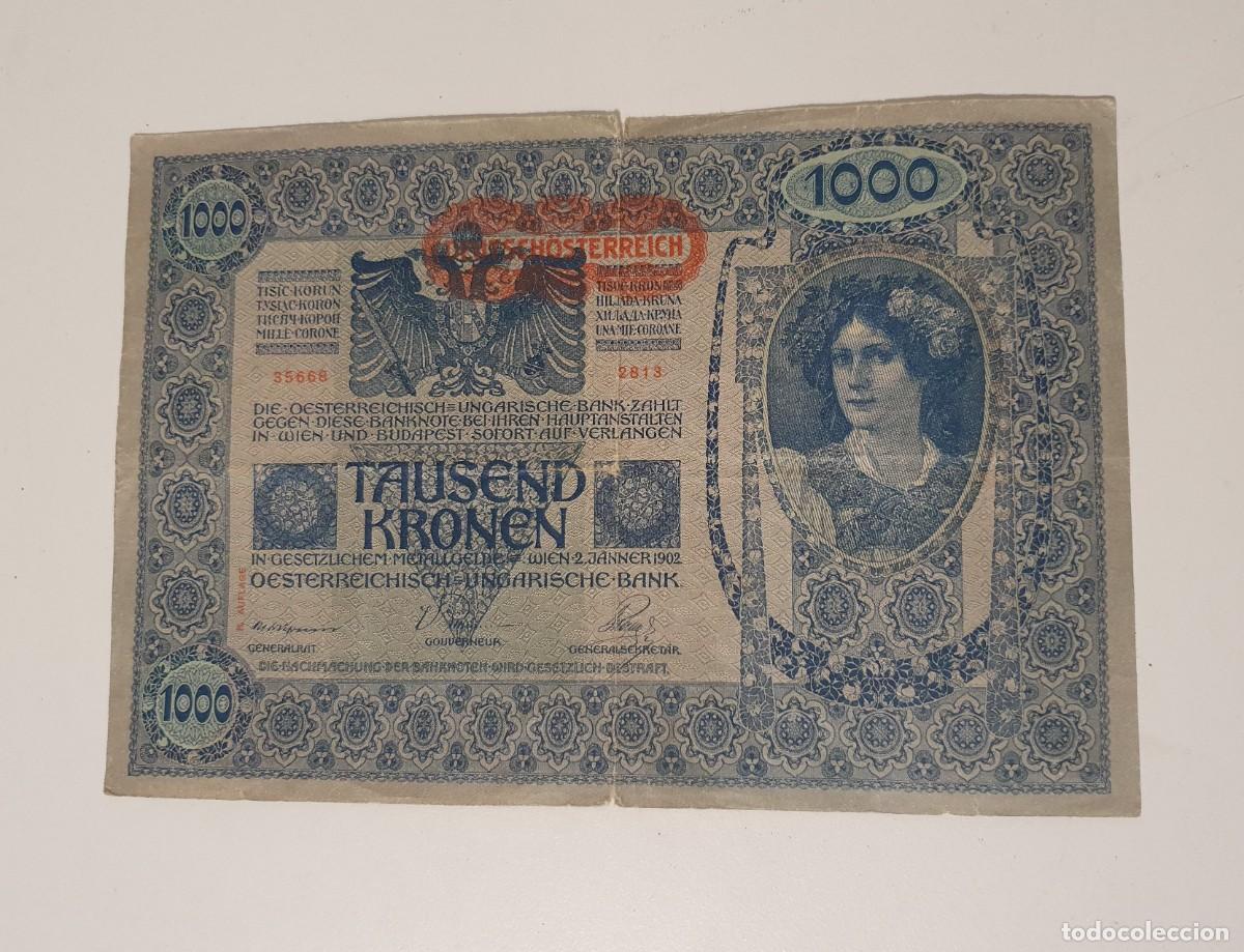 Billetes extranjeros: Billete Antiguo 1000 Coronas Austria 1902