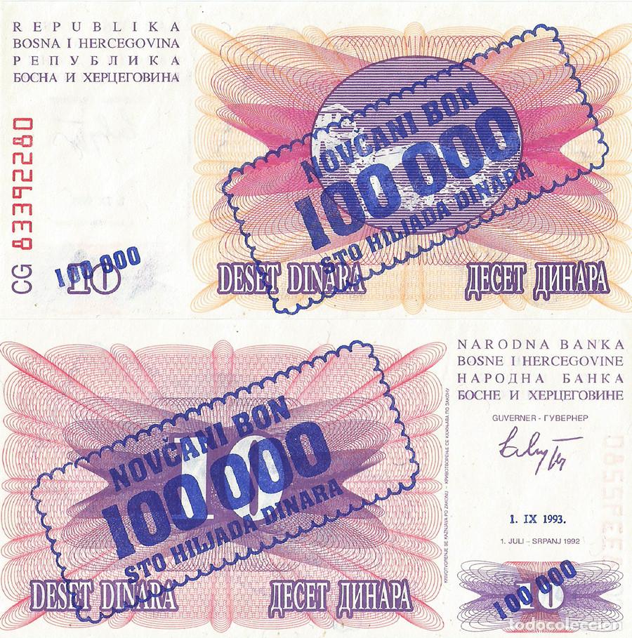 Billetes extranjeros: BILLETE BOSNIA HERZEGOVINA - 100.000 DINARA - 1993 - NO CIRCULADO