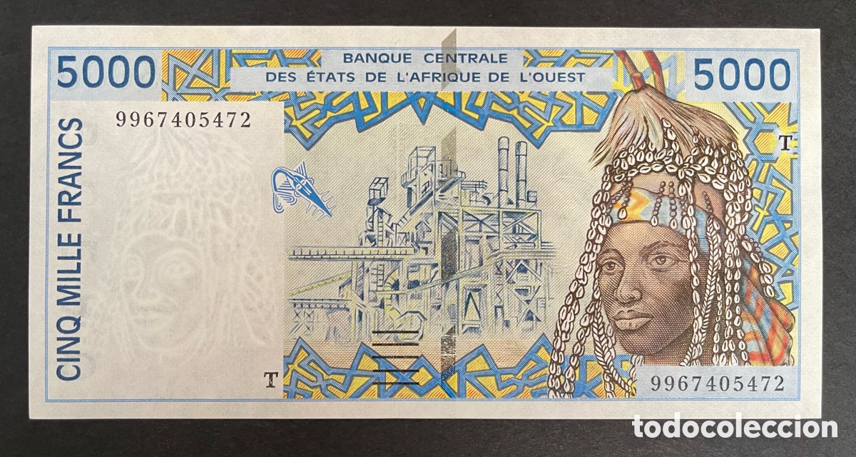 Billetes extranjeros: CMC AFRICA DEL OESTE- TOGO (WEST AFRICAN STATES) 5000 FRANCOS 1999 PICK 813T-H SC