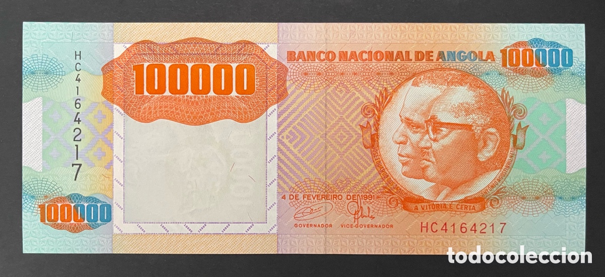 Billetes extranjeros: CMC ANGOLA 100000 KWANZAS 1991 PICK 133-X SC ERROR