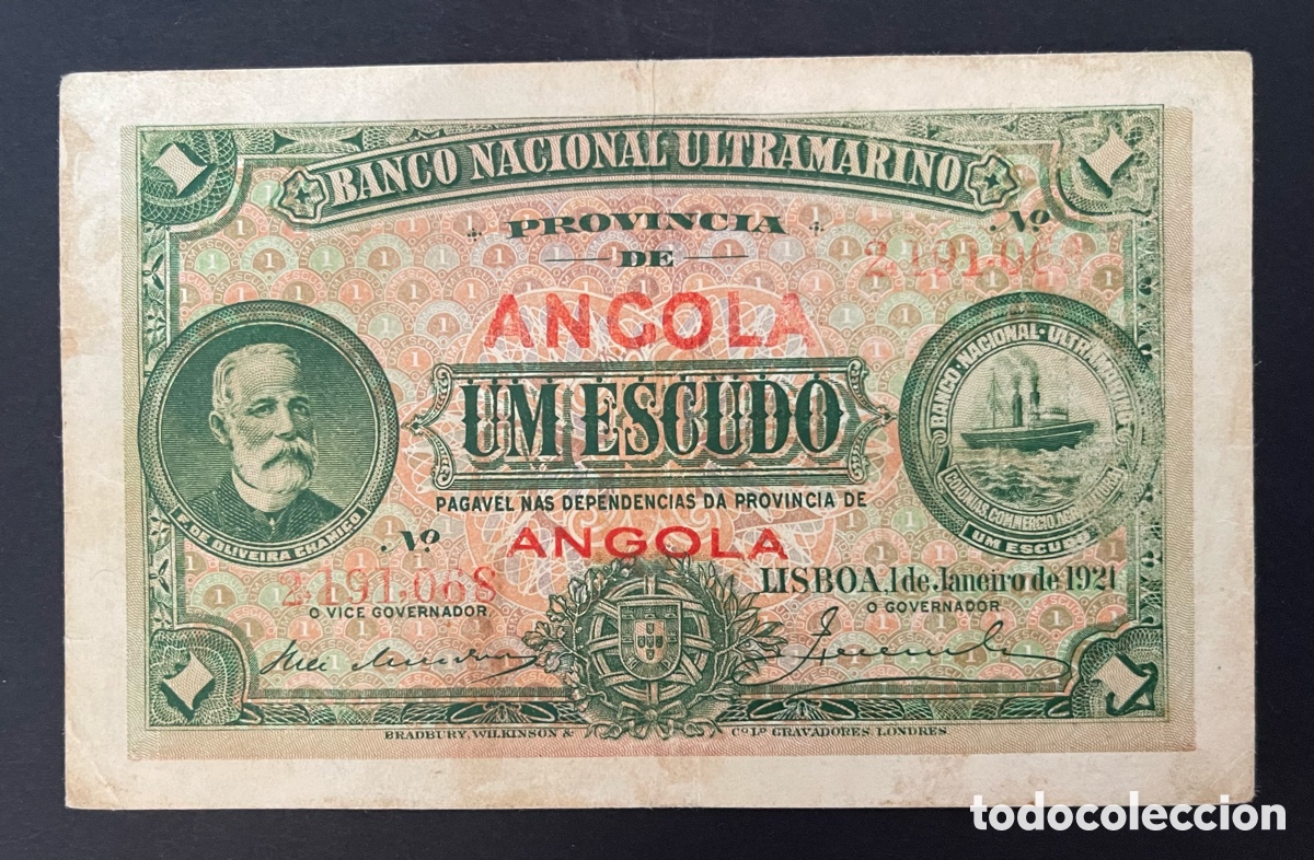 Billetes extranjeros: CMC ANGOLA 1 ESCUDO 1921 PICK 55 BC