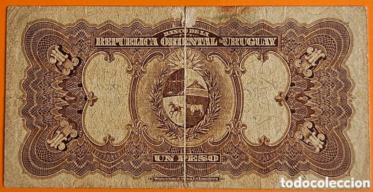 Billetes extranjeros: URUGUAY, UN PESO, 1896. - Foto 2