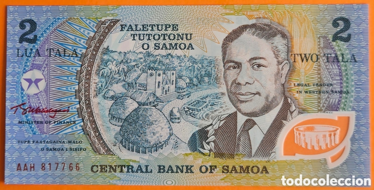 Billetes extranjeros: SAMOA, 2 TALA, 1990. SC. PLANCHA.