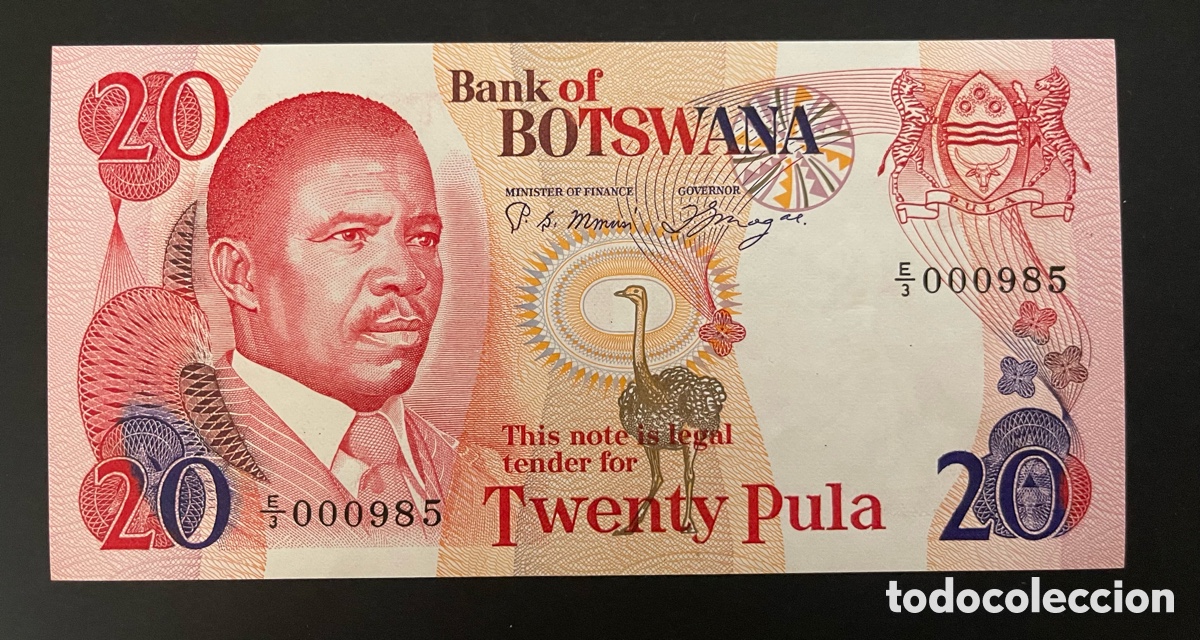 Billetes extranjeros: CMC BOTSUANA (BOTSWANA) 20 PULA 1982 PICK 10-A SC