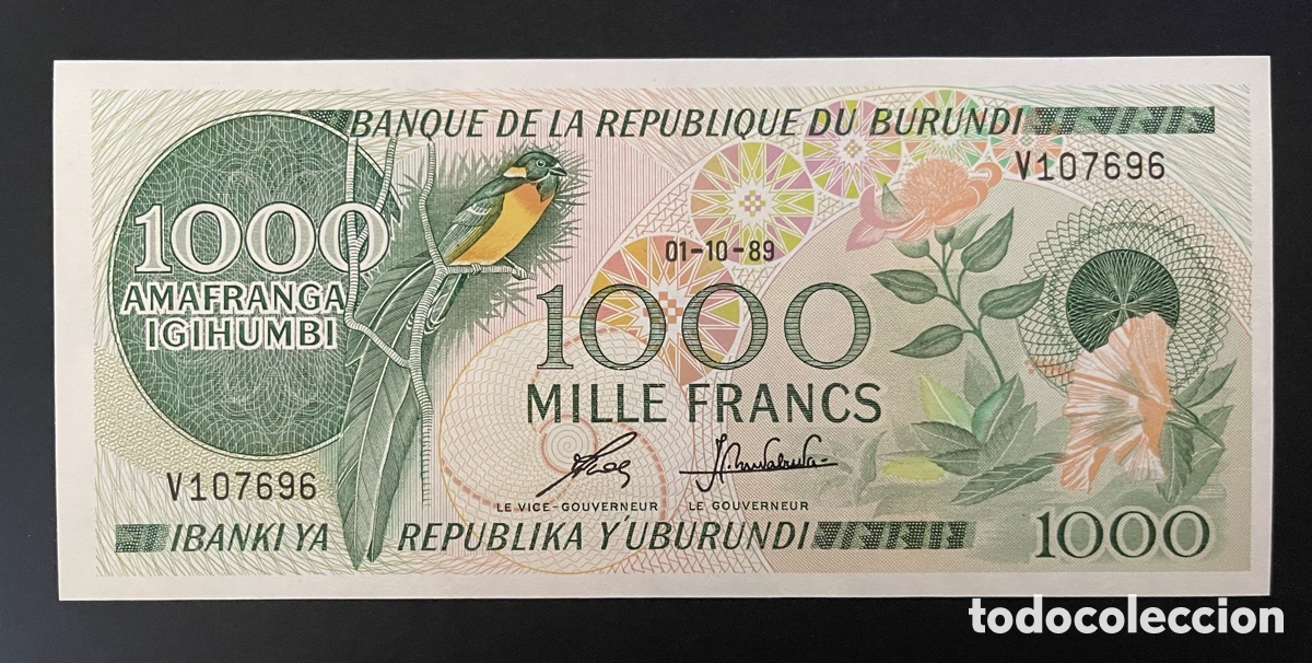 Billetes extranjeros: CMC BURUNDI 1000 FRANCOS 1989 PICK 31-D SC