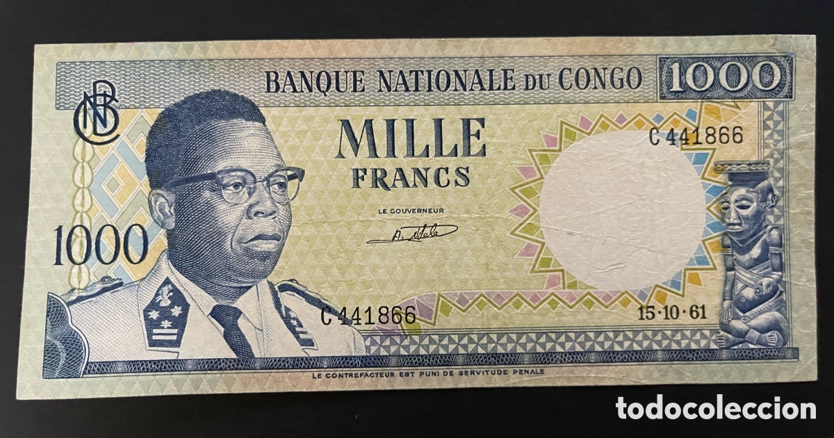 Billetes extranjeros: CMC CONGO (REPUBLIC OF CONGO) 1000 FRANCOS 1961 PICK 8 BC-