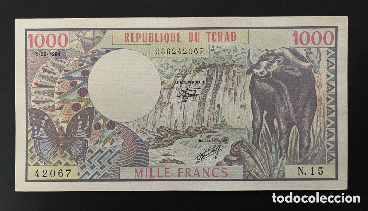 Billetes extranjeros: CMC CHAD 1000 FRANCOS 1984 PICK 7 SC