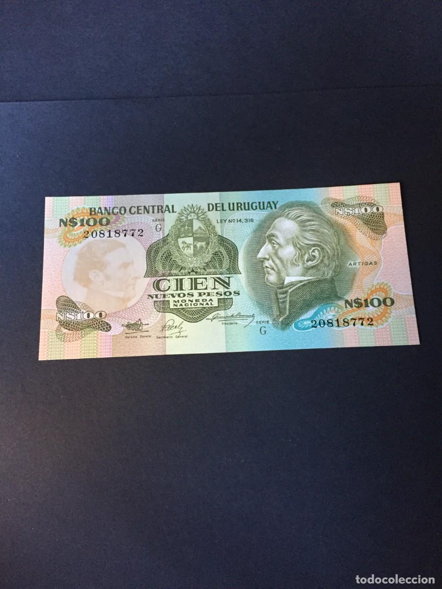 Billetes extranjeros: BILLETE DE 100 NUEVOS PESOS URUGUAY EL DE LAS FOTOS VER TODOS MIS LOTES DE BILLETES