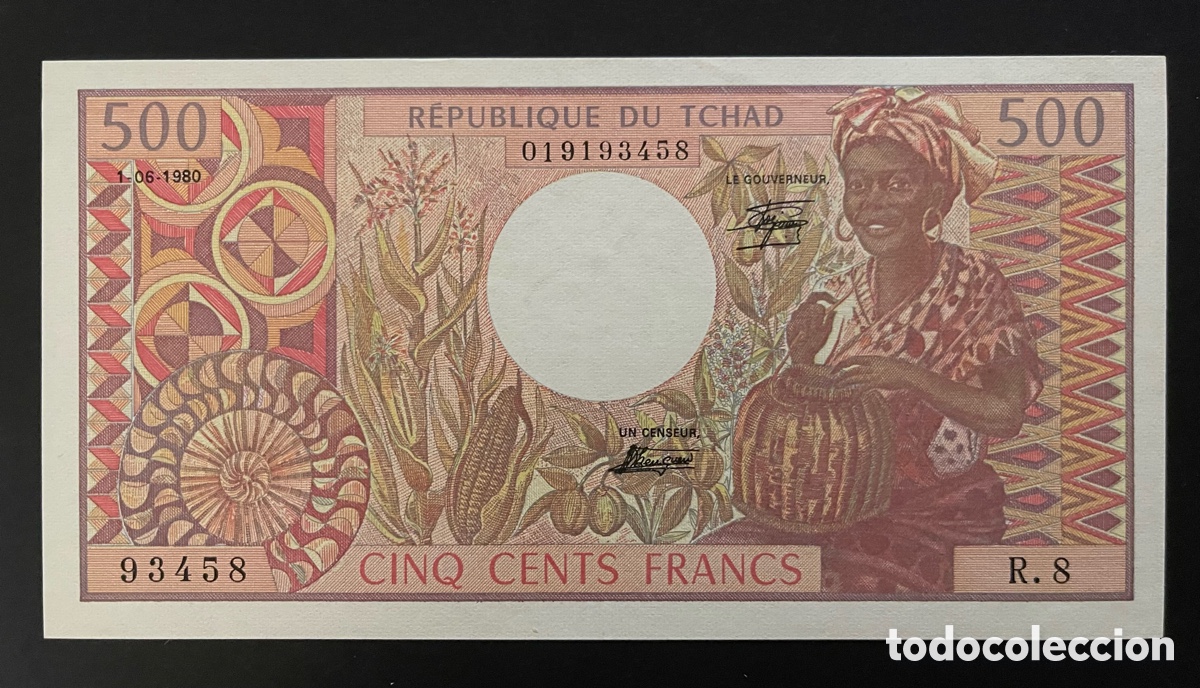 Billetes extranjeros: CMC CHAD 500 FRANCOS 1980 PICK 6 SC