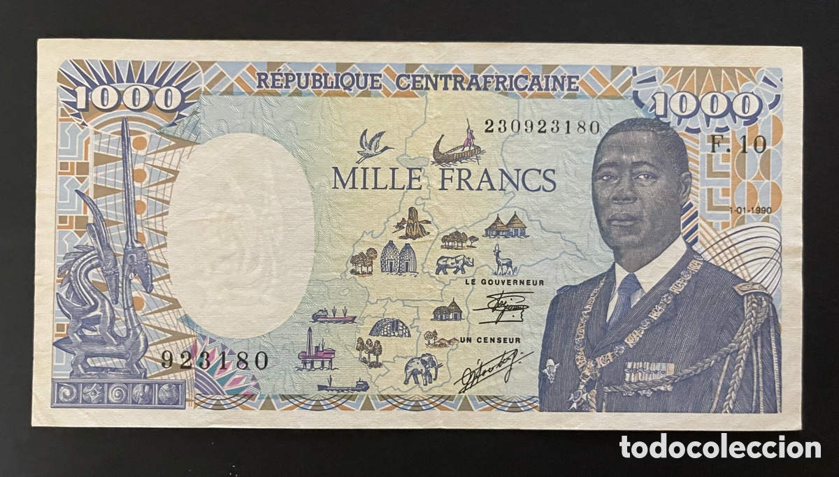 Billetes extranjeros: CMC REPUBLICA CENTROAFRICANA (REPUBLIQUE CENTROAFRICAINE) 1000 FRANCOS 1990 PICK 16 MBC