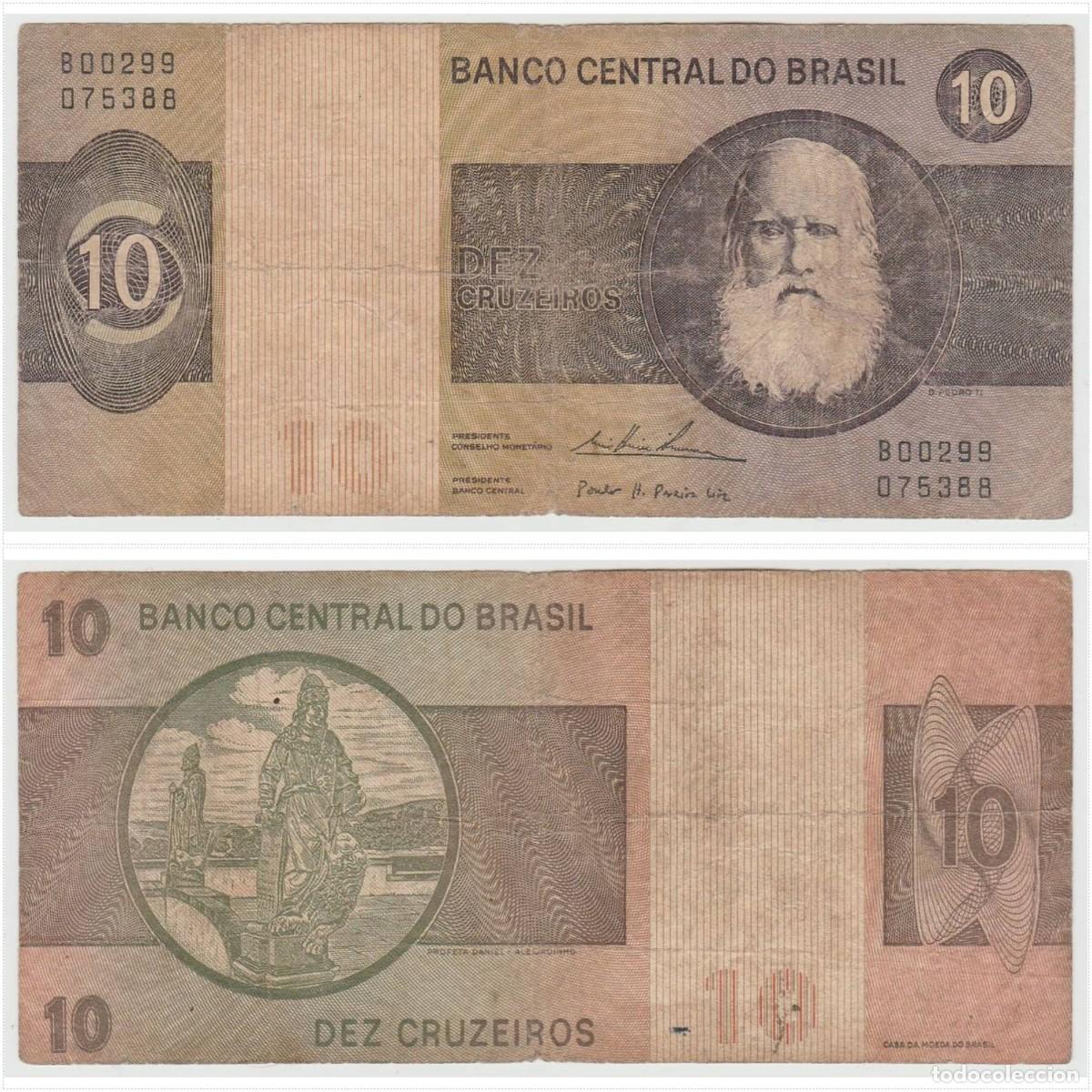 Billetes extranjeros: Brasil 10 Cruzeiros 1980 n/s B00299075388 Circulado (el billete de la foto)