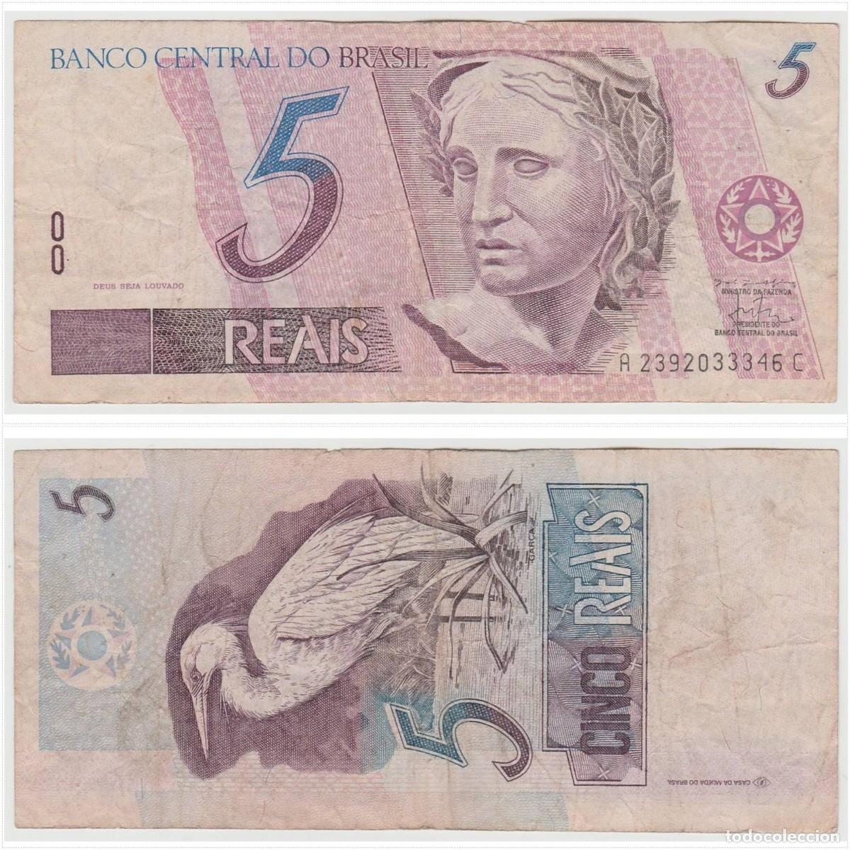 Billetes extranjeros: Brasil 5 Reales 1999 n/s A2392033346C Circulado (el billete de la foto)
