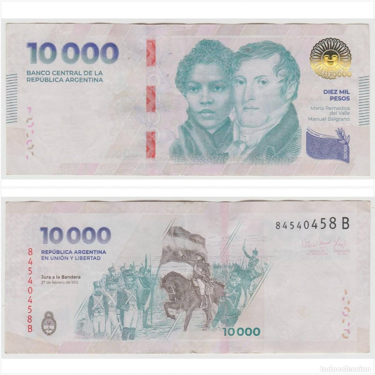 Billetes extranjeros: Argentina 10000 Pesos 2024 n/s 84540458B Circulado (el billete de la foto)