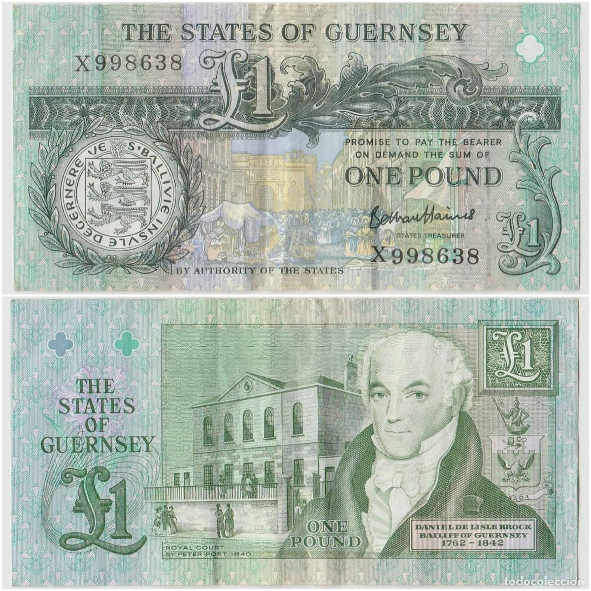 Billetes extranjeros: Guernsey 1 Libra n/s X998638 Circulado (el billete de la foto)