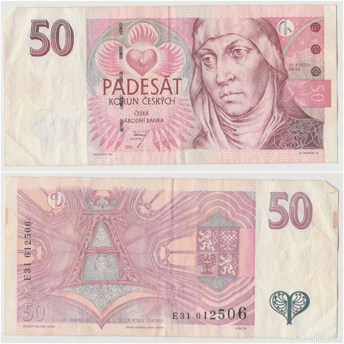 Billetes extranjeros: Rep&uacute;blica Checa 50 Coronas 1997 n/s E31 612506 Circulado (el billete de la foto)