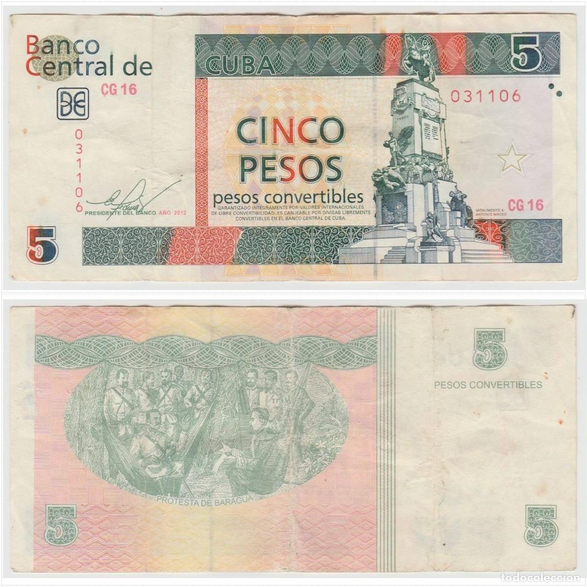Billetes extranjeros: Cuba 5 Pesos Convertibles 2012 n&s 031106 Circulado (el billete de la foto)