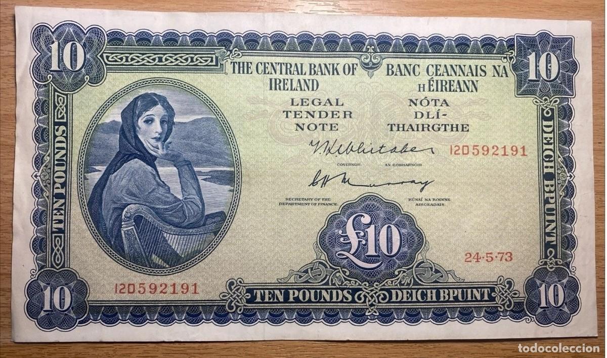 Billetes extranjeros: IRLANDA 10 POUNDS 1973 MBC