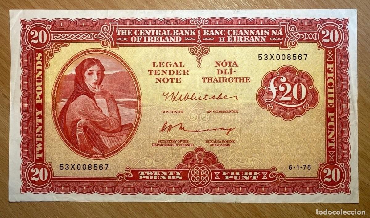 Billetes extranjeros: IRLANDA 20 POUNDS 1975 MBC