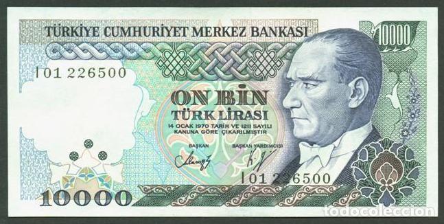 Billetes extranjeros: TURQUIA. 10000 lira L.1970 (1989). Serie I. Pick 200.
