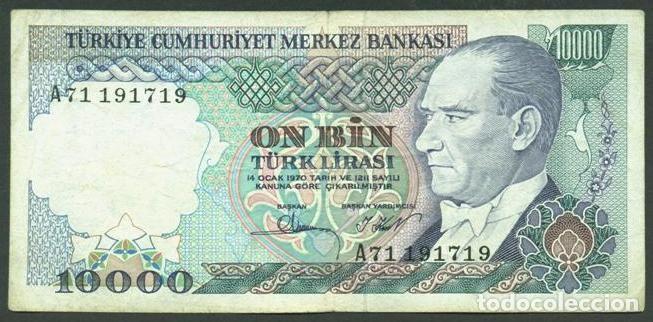 Billetes extranjeros: TURQUIA. 10000 lira L.1970 (1982). Serie A. Pick 199.