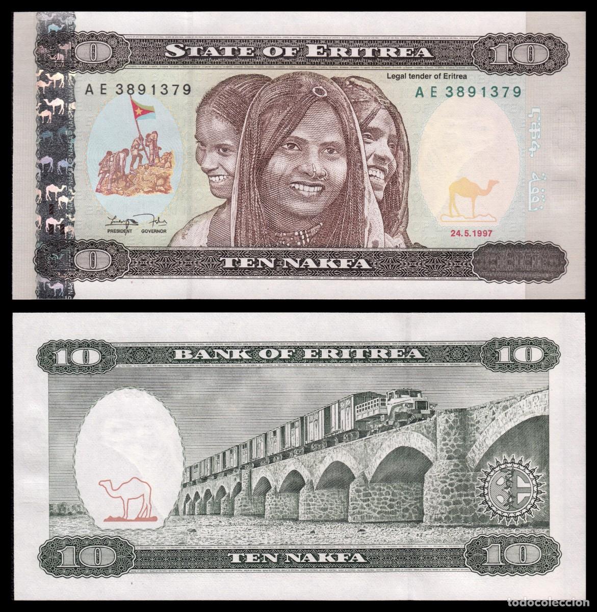 Billetes extranjeros: Eritrea 10 Nakfa 24-5-1997 Pick 3 SC