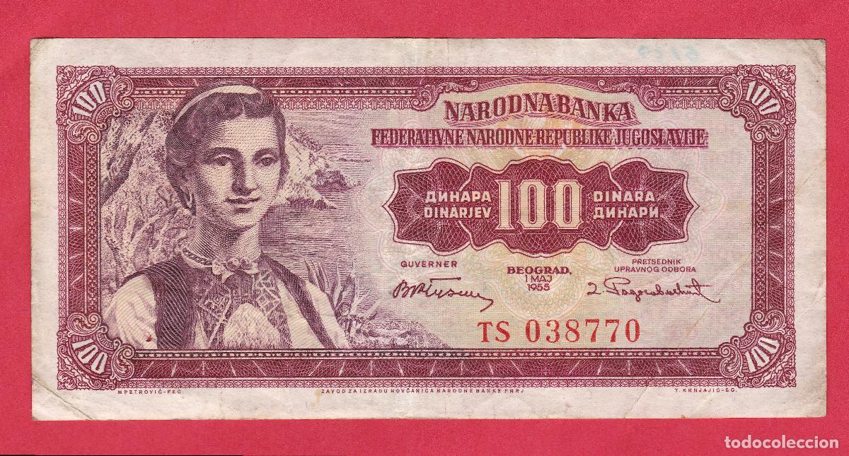 Billetes extranjeros: Billete Yugoslavia 100 Dinara 1955 - Mujer Traje Regional - Pick 68 - MBC
