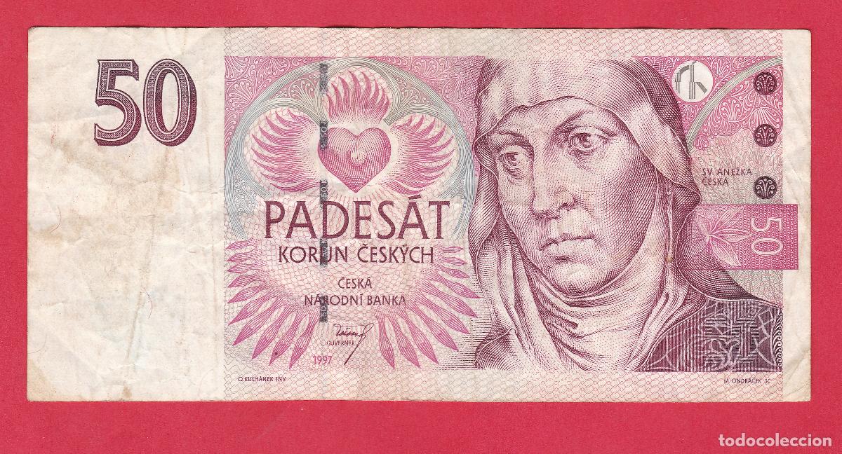 Billetes extranjeros: Billete Republica Checa 50 Coronas 1997 (Korun Ceskych) - Santa In&eacute;s de Bohemia - Pick 17