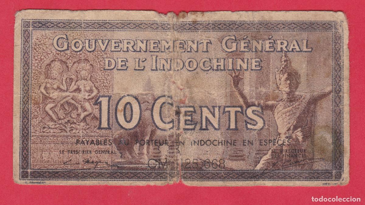 Billetes extranjeros: Billete Indochina Francesa 10 Cents WWII (1939-1942) - Bailarina Apsara - Pick 85