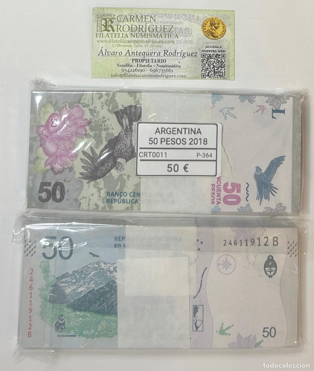 Billetes extranjeros: CRT0011 TACO 100 BILLETES ARGENTINA 50 PESOS (CONDOR) 2018 P-364