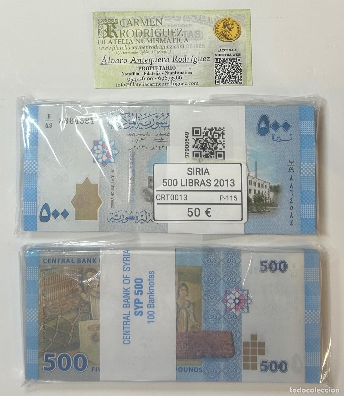 Billetes extranjeros: CRT0013 TACO 100 BILLETES SIRIA 500 LIBRAS 2013 P-115