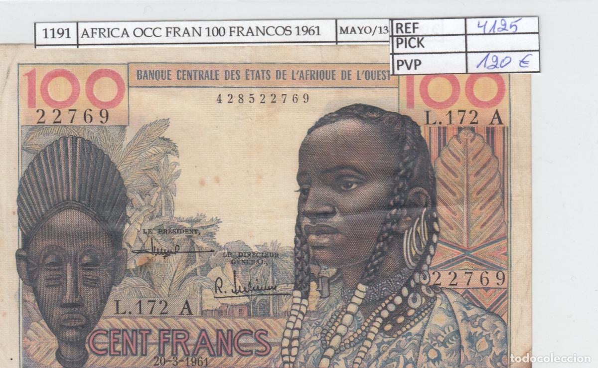 Billetes extranjeros: CRJ1191 BILLETE AFRICA OCC SENEGAL 100 FRANCOS 1961 P-701 MBC-