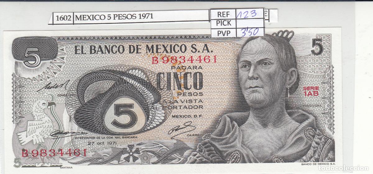 Billetes extranjeros: CRJ1602 BILLETE MEXICO 5 PESOS 1971 P-62b.2